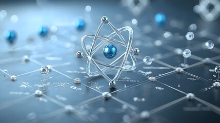Fototapete - Highly detailed and clean 3D of an atomic cross section showcasing the precise arrangement and of protons neutrons and electron orbitals within the nucleus  This modern