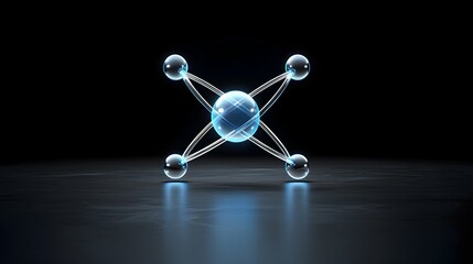 Fototapete - Mesmerizing 3D showcasing the intricate structure of an atom with a vibrant nucleus surrounded by elegantly orbiting electrons creating a visually stunning and scientifically accurate representation