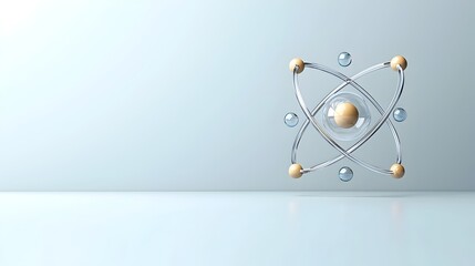 Fototapete - Highly detailed and transparent 3D model of an atom showcasing the structure with visible electron orbits and a clearly defined nucleus