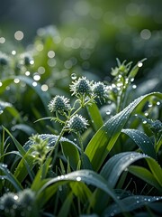 Wall Mural - water drops on a plant