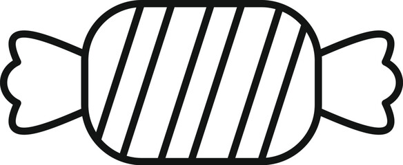 Wall Mural - Simple line art icon of a wrapped striped candy, perfect for projects related to confectionery, treats, and desserts