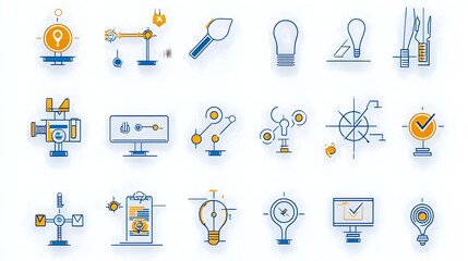 Poster - Set of Assurance Icons in Clean Line Style for Web Design  Includes Symbols for Inspection Testing Certification Validation and Approval on a Simple White Background