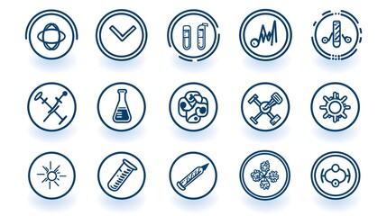 Poster - Comprehensive collection of assurance icons in minimalist line style for web design featuring various symbols for inspection testing certification and validation processes
