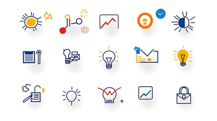 Aufkleber - Collection of line style icons representing symbols for rating feedback customer satisfaction and client experience on a clean white background  Minimalist graphic design perfect for user interface