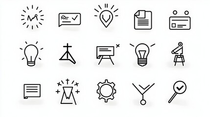 Fototapete - Set of Feedback Icons in Line Art Style for Mobile App User Interface Design Featuring Review Testimonial and Rating Symbols on White Background