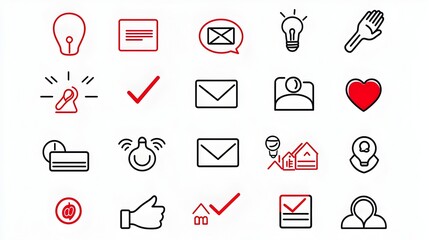 Fototapete - Clean line art style icon collection with symbols for customer feedback rating testimonials and client satisfaction on a white background  Minimalist modern graphic design for user experience