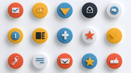 Aufkleber - Minimalist Feedback Icon Set Featuring Customer Satisfaction Symbols including Rating Testimonial and Review Elements on a Clean White Background