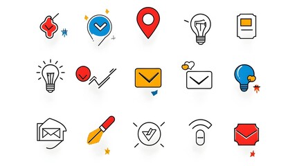 Leinwandbilder - Comprehensive Collection of Customer Satisfaction Icons Displayed in Clean Line Style Featuring Rating Testimonial Review and Feedback Symbols on a Simple White Background