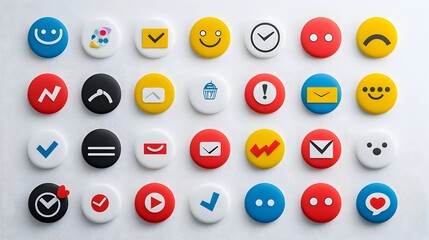 Aufkleber - Set of Feedback Icons for Mobile Apps Featuring Customer Satisfaction Symbols like Testimonial and Rating on White Background  UI Design Elements for User Experience Evaluation and Service Review