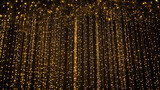 Cascading golden fairy lights creating a magical, enchanting effect, perfect for festive backgrounds and holiday decorations.