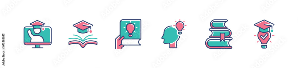 intelligence knowledge smart graduation icon set genius cognition ...