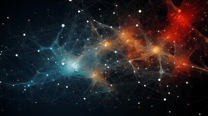 Wall Mural - A complex AI neural network visualized as a web of interconnected nodes processing vast amounts of data.generative ai illustration