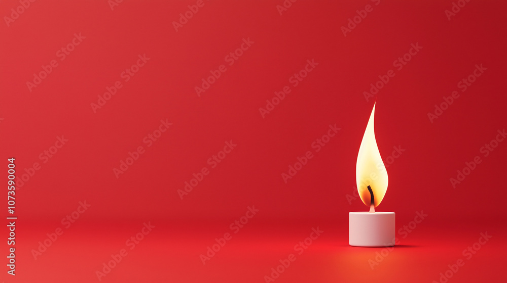 small flame on red background symbolizes luck and warmth