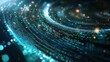 © delvin std - Abstract digital swirl with glowing data and particles, representing technology and information flow.