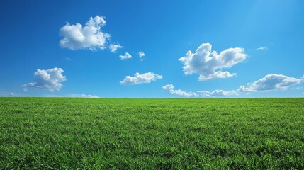 Wall Mural - Bright Summer Sky Over Green Field