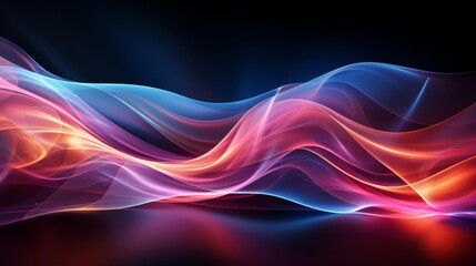 Wall Mural - A colorful wave of light is displayed on a dark background