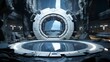 © SP_Da - A large, white, circular room with a blue pool in the center