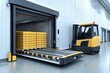 © Amonthep - Forklift loading pallets of goods onto a loading dock.