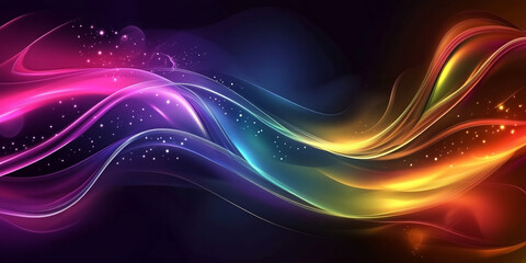 Wall Mural - metallic color wave abstract background with neon light effect