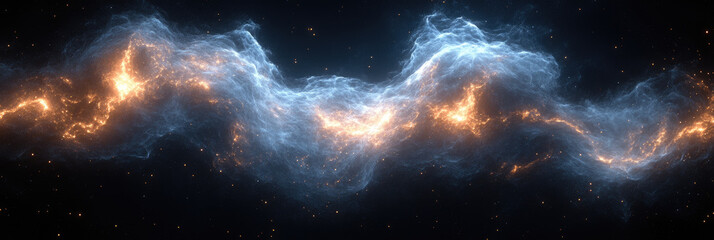 Wall Mural - a colorful nebula glows in the dark expanse of space, displaying swirling clouds and bright stellar 