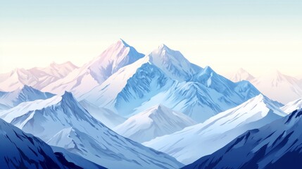 Majestic Snowy Mountain Range: A Serene Landscape