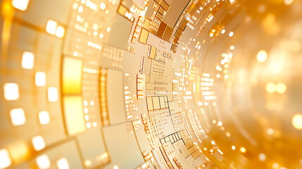 Abstract digital circuit background with glowing golden lights, symbolizing modern technology and innovation in a futuristic design.