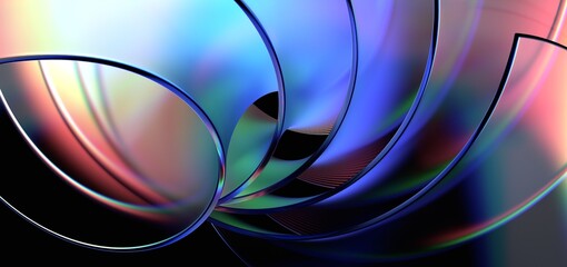 Wall Mural - abstract background design, iridescent futuristic shape, 3d render