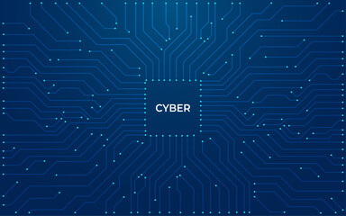Wall Mural - abstract circuit connected line blue background for ai, cpu and all others technological purposes.