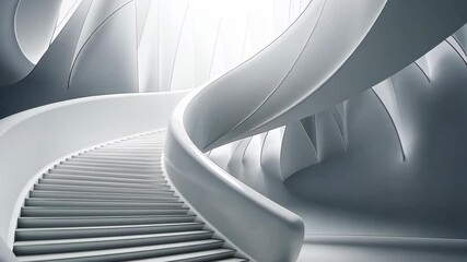 Wall Mural - a spiral staircase in a modern building, illuminated by a bright light source from above