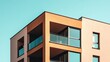 © Login - Residential building with balconies and clear blue sky in the background. Modern architecture design. Illustration for banner, poster, cover, brochure or presentation.