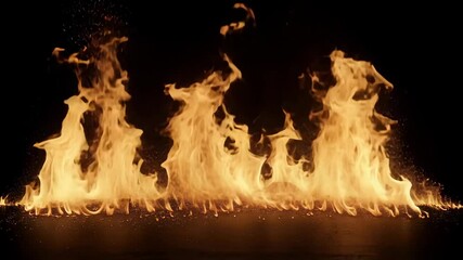 Wall Mural - a series of flames dance across a dark surface, creating a fiery display