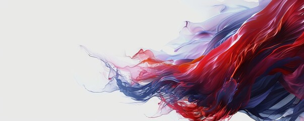 Poster - A vibrant abstract painting with swirling colors of red, blue, and white, demonstrating fluid motion and artistic expression.