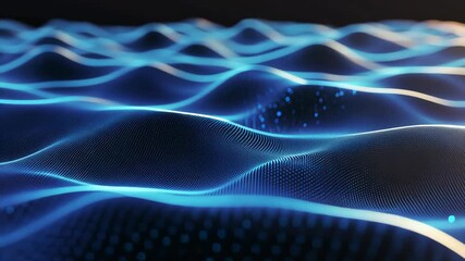 Wall Mural - A close-up view of a blue digital wave, rendering a sense of movement and energy
