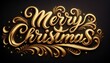 © intricateflow - Merry Christmas cursive text in gold texture and finishing; golden cursive text with Merry Christmas written on a dark background; 3D golden text saying Merry Christmas; text and font; holiday season