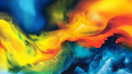 Wall Mural - Abstract art with shades of blue, yellow, green, and orange, creating a swirling pattern