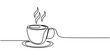 © line draw - Continuous one single line drawing of Cup of tea or coffee, Coffee cup continuous line sketch tea icon cafe sketch drink single art outline mug logo food. Doodle cup line abstract background breakfast