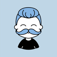 Man boy with mustache avatar vector icon