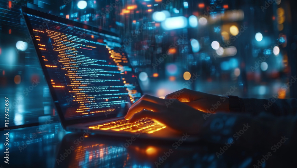 Dedicated programmer engaging in software development with java script ...