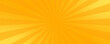 © 100yDesign - Retro orange sun rays on yellow halftone dot pattern background. Dotted or noise texture. Bright pixel art comic and pop-up design. Vector wall for poster, banner, advertising.