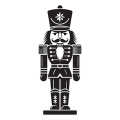 Nutcracker Soldier silhouette vector art black color design and solid white background 