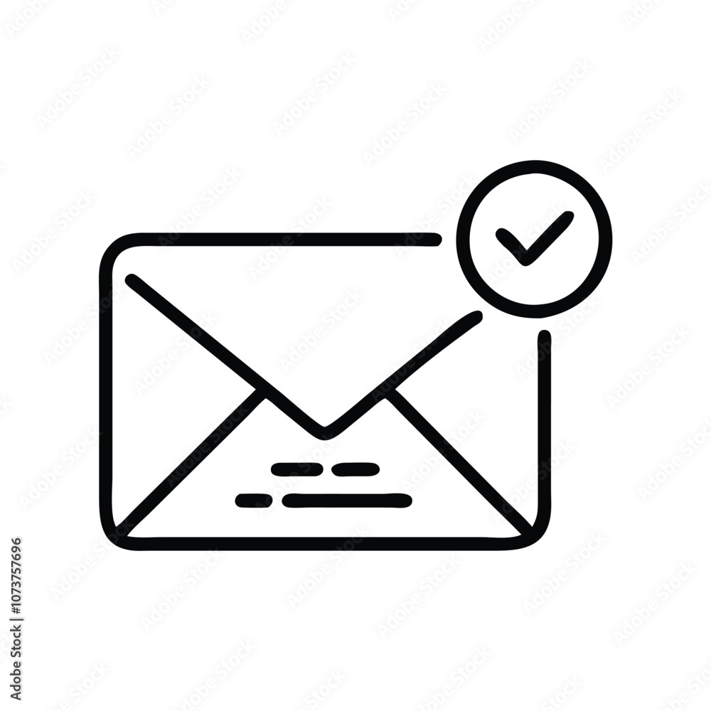 Email icon with checkmark confirmation badge, Vector illustration of an ...