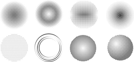 set points create abstract circle or halftone polka dot , gradien black dots arranged in geometric r