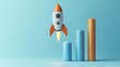 © MSH - A rocket taking off over an upward-trending bar graph, Business graph chart rocket