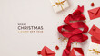 © lauritta - Festive Christmas and New Year composition with a red ribbon in the shape of Christmas tree. Red envelopes, gold confetti, wrapped gifts on beige background. Realistic 3d design. vector illustration © lauritta - Festive Christmas and New Year composition with a red ribbon in the shape of Christmas tree. Red envelopes, gold confetti, wrapped gifts on beige background. Realistic 3d design. vector illustration