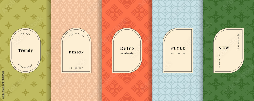 Vector geometric seamless pattern collection. Set of colourful ...
