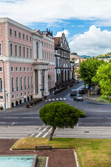 Wall Mural - A view from the medieval fort up the San Francisco Field road in Ponta Delgada on the island of Sao Miguel in the Azores in summertime