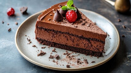 Sticker - Decadent slice of rich chocolate mousse cake