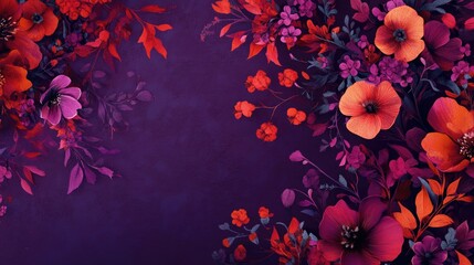 Sticker - Stylized floral design on a vibrant purple backdrop