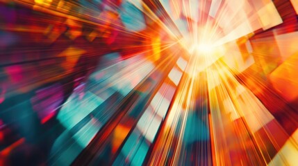Wall Mural - abstract composition featuring rays and lines against a vibrant backdrop
