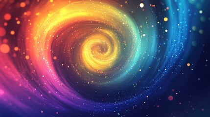 Wall Mural - Stunning abstract multicolored shimmering backdrop featuring a spiral galaxy and sparkling effects